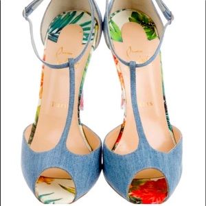 Christian Louboutin Shoes | Christian Louboutin - Denim Peep Toe Ankle Straps